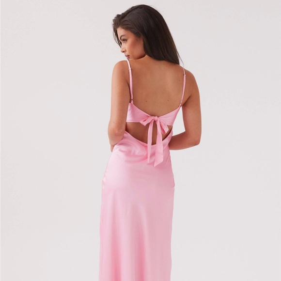 PEPPERMAYO Baby Pink Satin Maxi Dress - Picture 5 of 8
